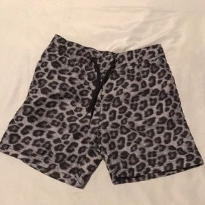Black & Gray Leopard Print Swim Shorts